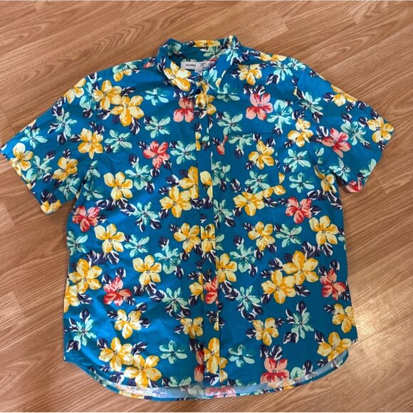 2 Old Navy Mens Slim Fit Floral Short-Sleeve Shirts XXL 100% Cotton Hawaiian - Picture 11 of 15
